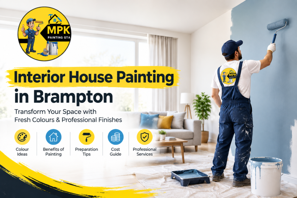 Interior house painting in Brampton by MPK Painting GTA, refreshing home interiors with clean walls and modern colours.